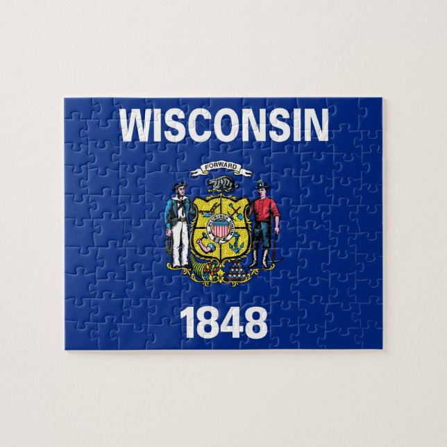 Rompecabezas con la bandera del estado de Wisconsi (Horizontal)