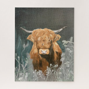 Rompecabezas con la huella de arte de vaca en las