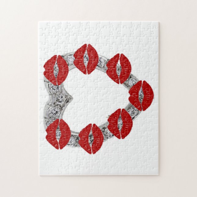 Rompecabezas Corazón de Diamante con Besos (Vertical)