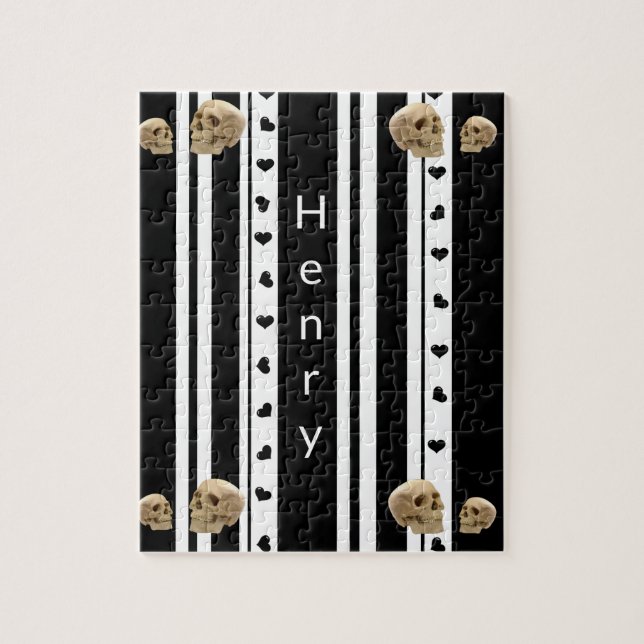 Rompecabezas Corazones de la franja blanca y negra (Vertical)