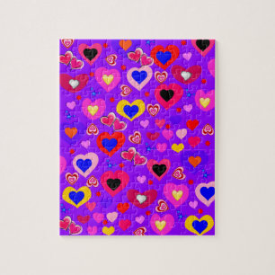 Rompecabezas Corazones morados de color