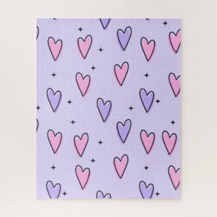 Rompecabezas Corazones Rosas Purpura Feliz Día de