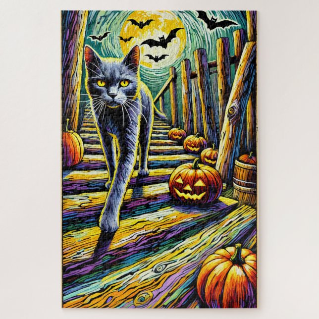 Rompecabezas de 1000 piezas del gato de Halloween (Vertical)