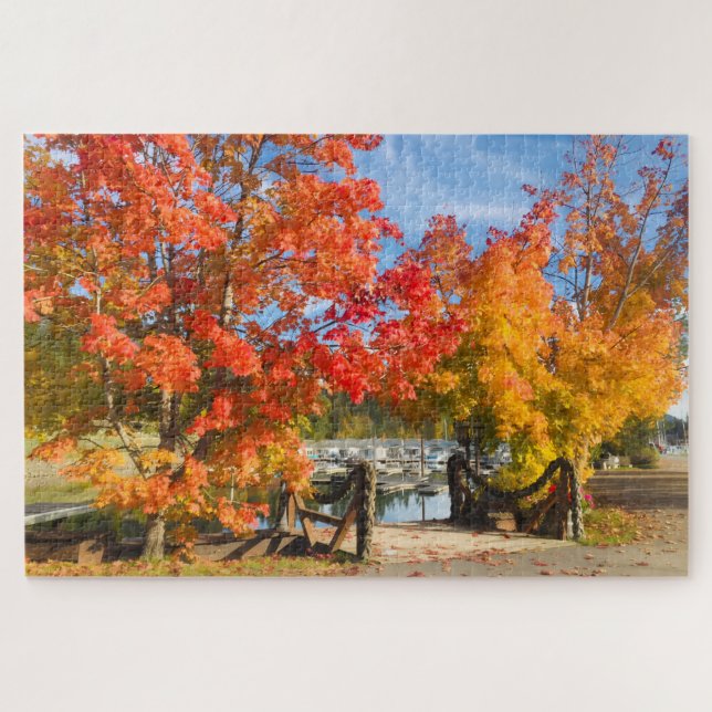 Rompecabezas de 1000 piezas junto al lago en otoño (Horizontal)