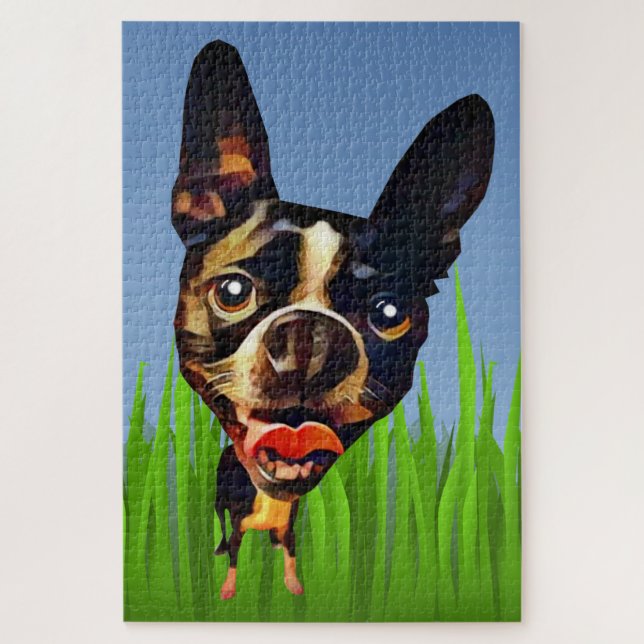 Rompecabezas de 1014 de Funny Boston Terrier (Vertical)