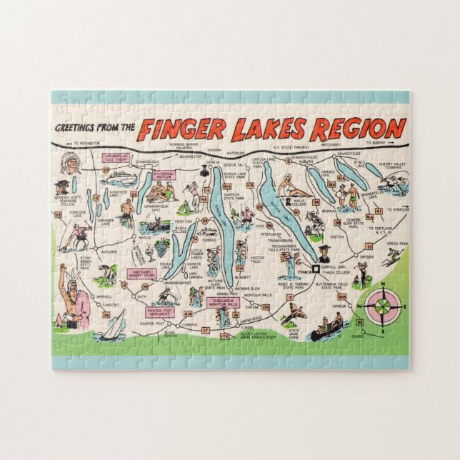 Rompecabezas de 11x14 NY Finger Lakes Illustrated (Horizontal)