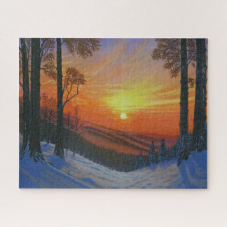 Rompecabezas de 16"x20" - "Atardecer sobre el bosq