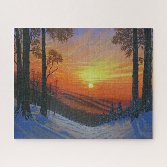Rompecabezas de 16"x20" - "Atardecer sobre el bosq (Horizontal)