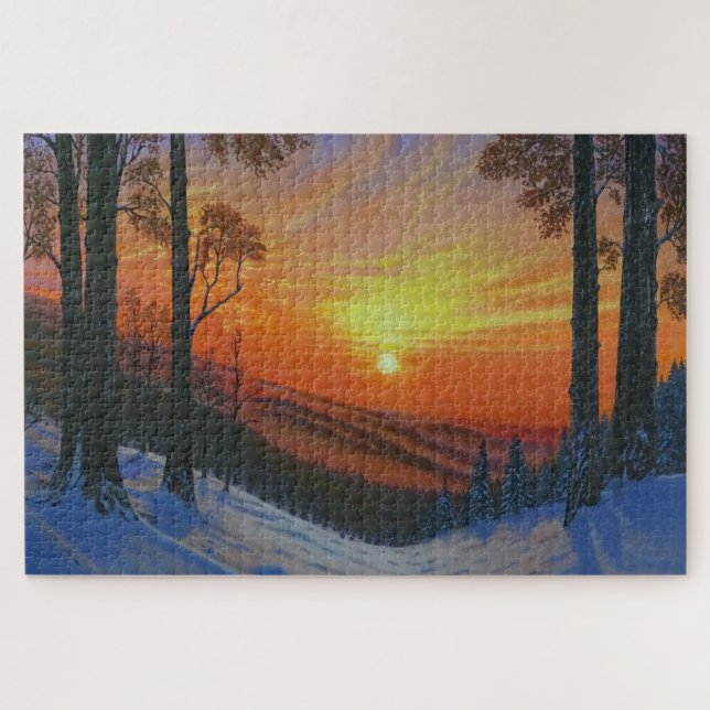Rompecabezas de 20"x30" - "Atardecer sobre el bosq (Horizontal)