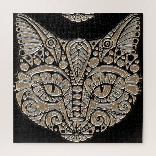 Rompecabezas de 676 piezas en negro y dorado del g (Vertical)