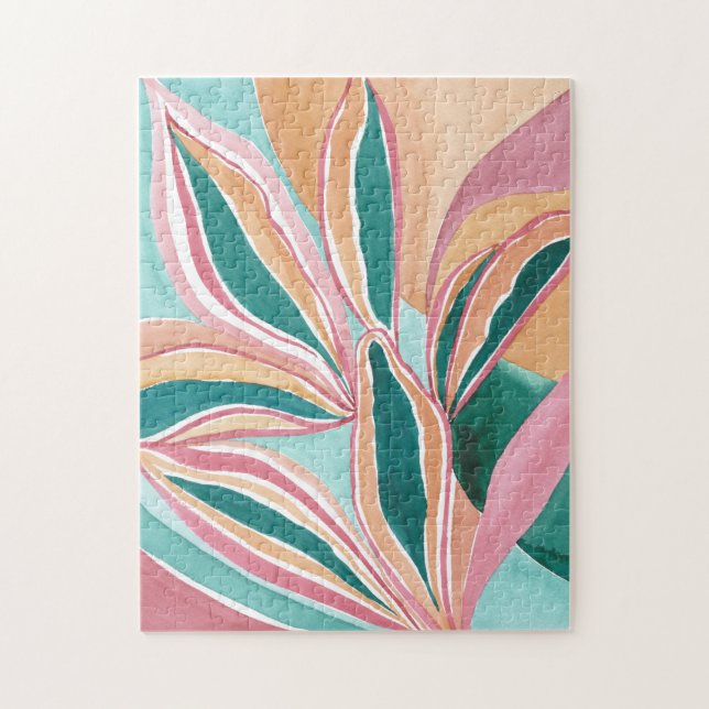 Rompecabezas de Acuarela Abstracta Botánica (Vertical)