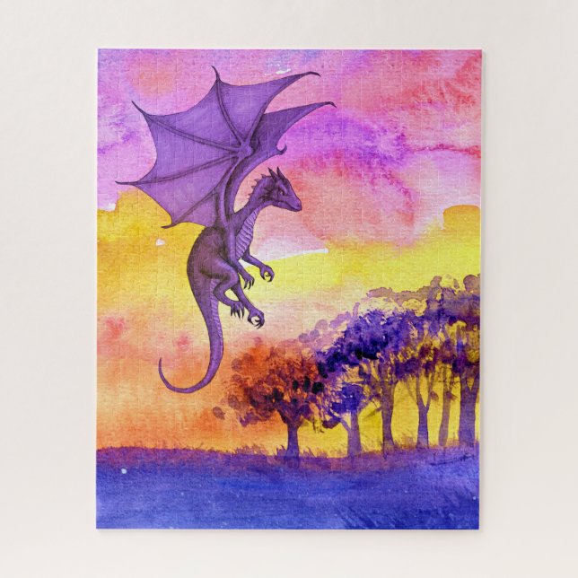 Rompecabezas de acuarela de arte Dragón (Vertical)