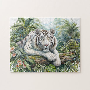 Rompecabezas de Acuarela de la Jungla del Tigre Bl