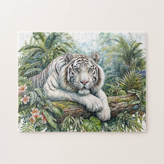 Rompecabezas de Acuarela de la Jungla del Tigre Bl (Horizontal)