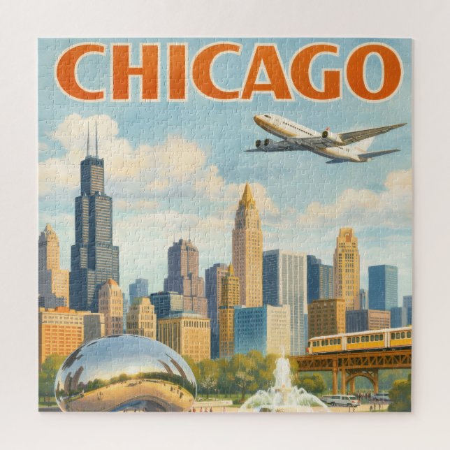 Rompecabezas de antiguo anuncio de Chicago (Vertical)
