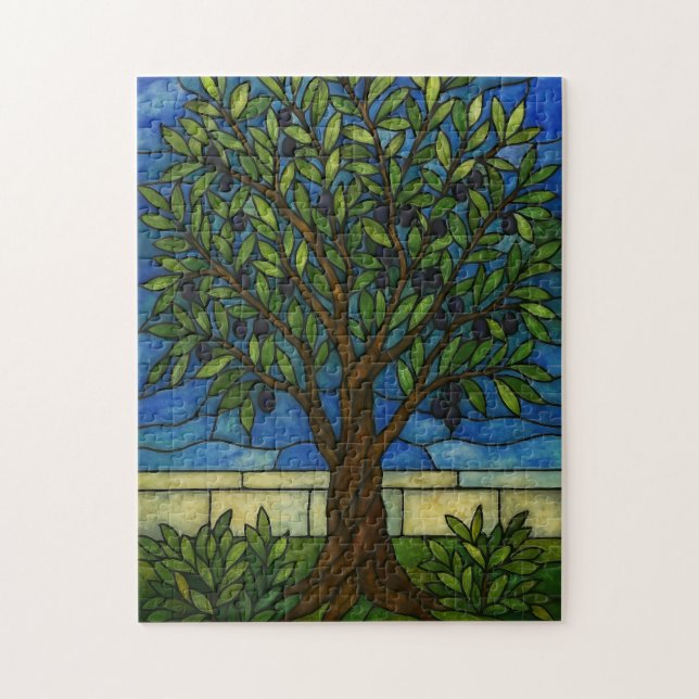 Rompecabezas de árbol de olivo de vidrio teñido –  (Vertical)