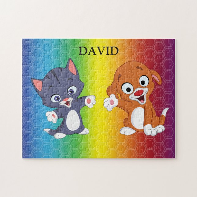 Rompecabezas de arcoiris gatito y pimienta persona (Horizontal)