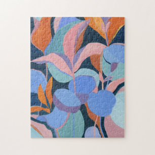 Rompecabezas de arte acuarela abstracto botánico