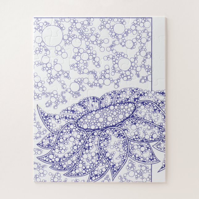 Rompecabezas de arte burbuja floral azul (Vertical)