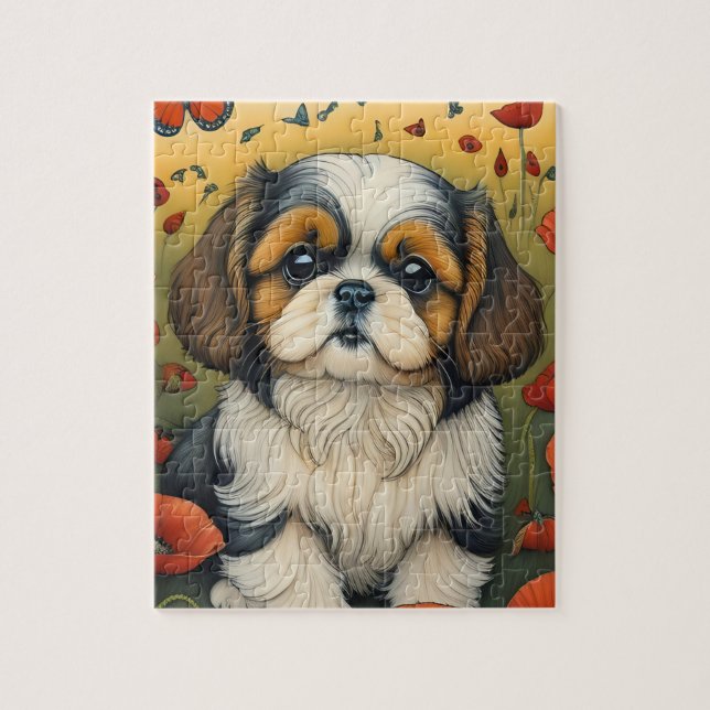 Rompecabezas de arte chihtzu puppy crayon (Vertical)