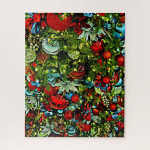 Rompecabezas de arte colorido con adornos navideño