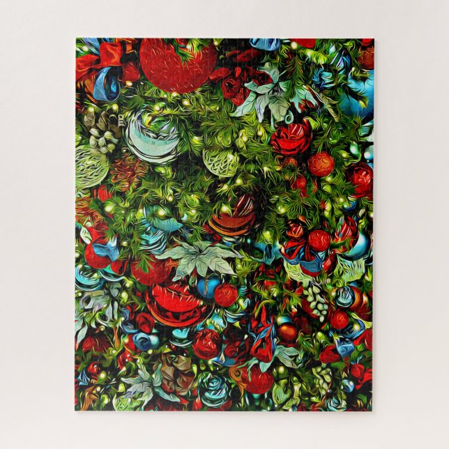 Rompecabezas de arte colorido con adornos navideño (Vertical)