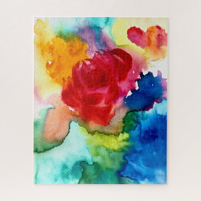 Rompecabezas de arte de amapola rosa en acuarela (Vertical)