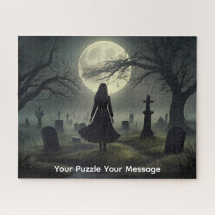 rompecabezas de arte de cementerio de chica gótica