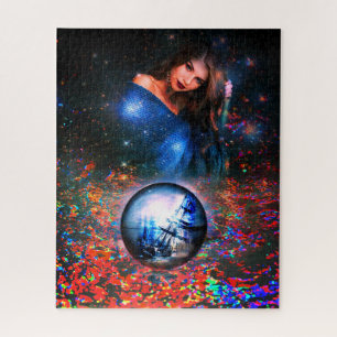 Rompecabezas de arte de fantasía con la mujer y el