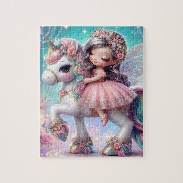 Rompecabezas de Arte de Fantasía de Hadas y Unicor (Vertical)
