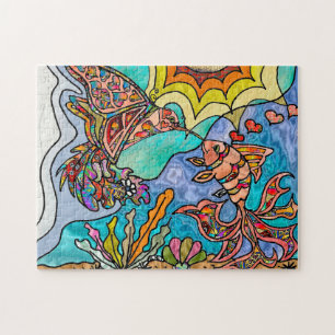 Rompecabezas de arte de fantasía de reflejo de pez