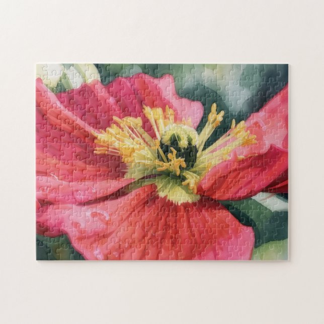 Rompecabezas de Arte de Flor de Amapola Roja (Horizontal)