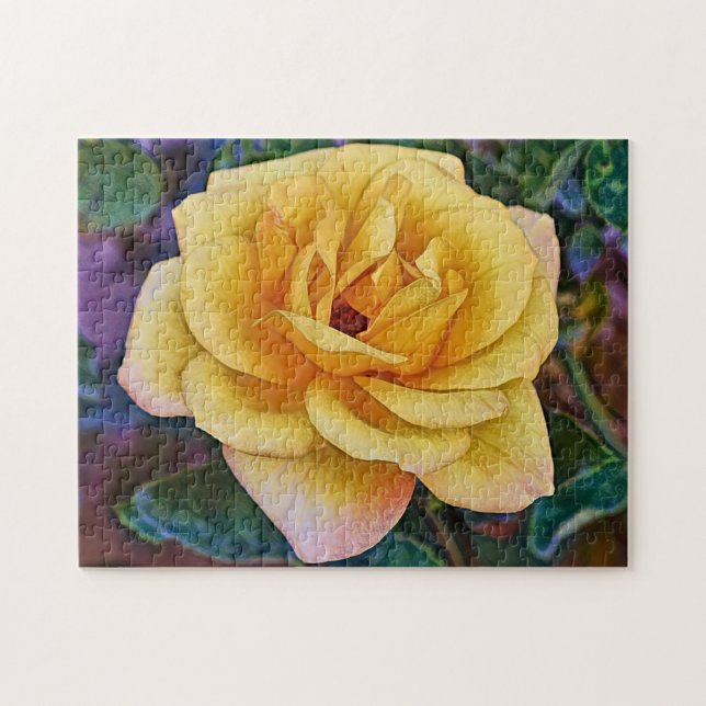 Rompecabezas de Arte de Flor de Rosa Amarilla (Horizontal)