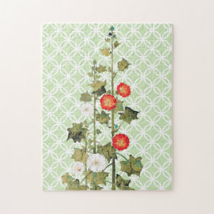 Rompecabezas de arte de las flores de hollyhock vi