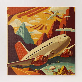 Rompecabezas de arte de viajes de vintage de avión