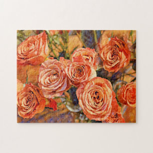 Rompecabezas de arte del naranja Rose Bouquet