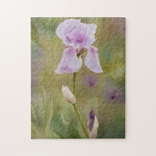 Rompecabezas de Arte Floral de Flor de Iris Púrpur (Vertical)