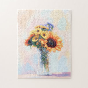 Rompecabezas de arte floral de ramo de girasoles