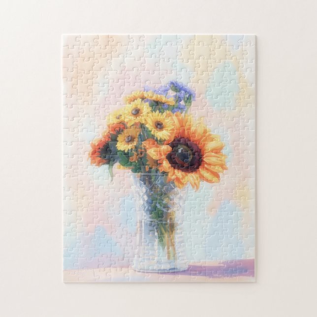 Rompecabezas de arte floral de ramo de girasoles (Vertical)