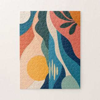 Rompecabezas de arte moderno paisaje puesta de sol