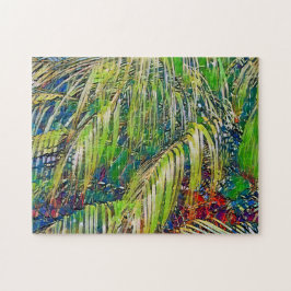 Rompecabezas de arte tropical de jardín y palmera