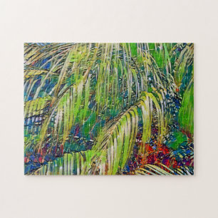 Rompecabezas de arte tropical de jardín y palmera