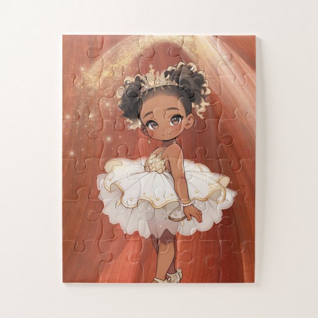 Rompecabezas de bailarina princesa afroamericana (Vertical)