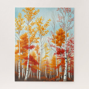 Rompecabezas de Birch Trees de Otoño
