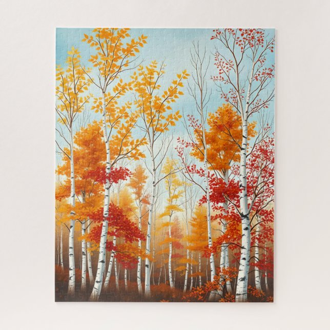 Rompecabezas de Birch Trees de Otoño (Vertical)
