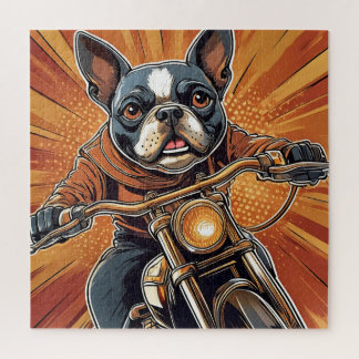 Rompecabezas de Boston terrier Biker
