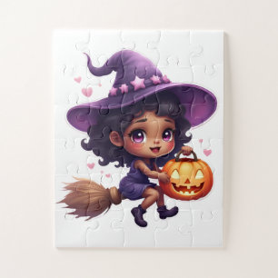 Rompecabezas de bruja de Halloween - Niña pequeña