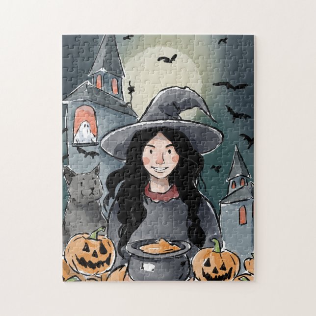 Rompecabezas de brujas de Halloween (Vertical)