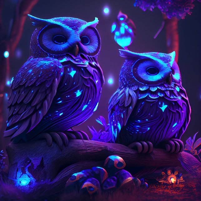 Rompecabezas de búho de fantasía en luz azul (Subido por el creador)