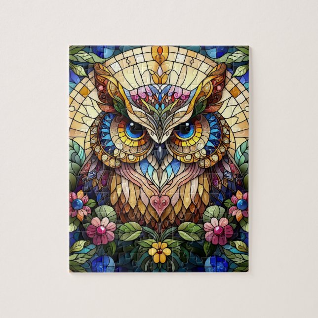 Rompecabezas de Búho Mosaico Jigsaw (Vertical)